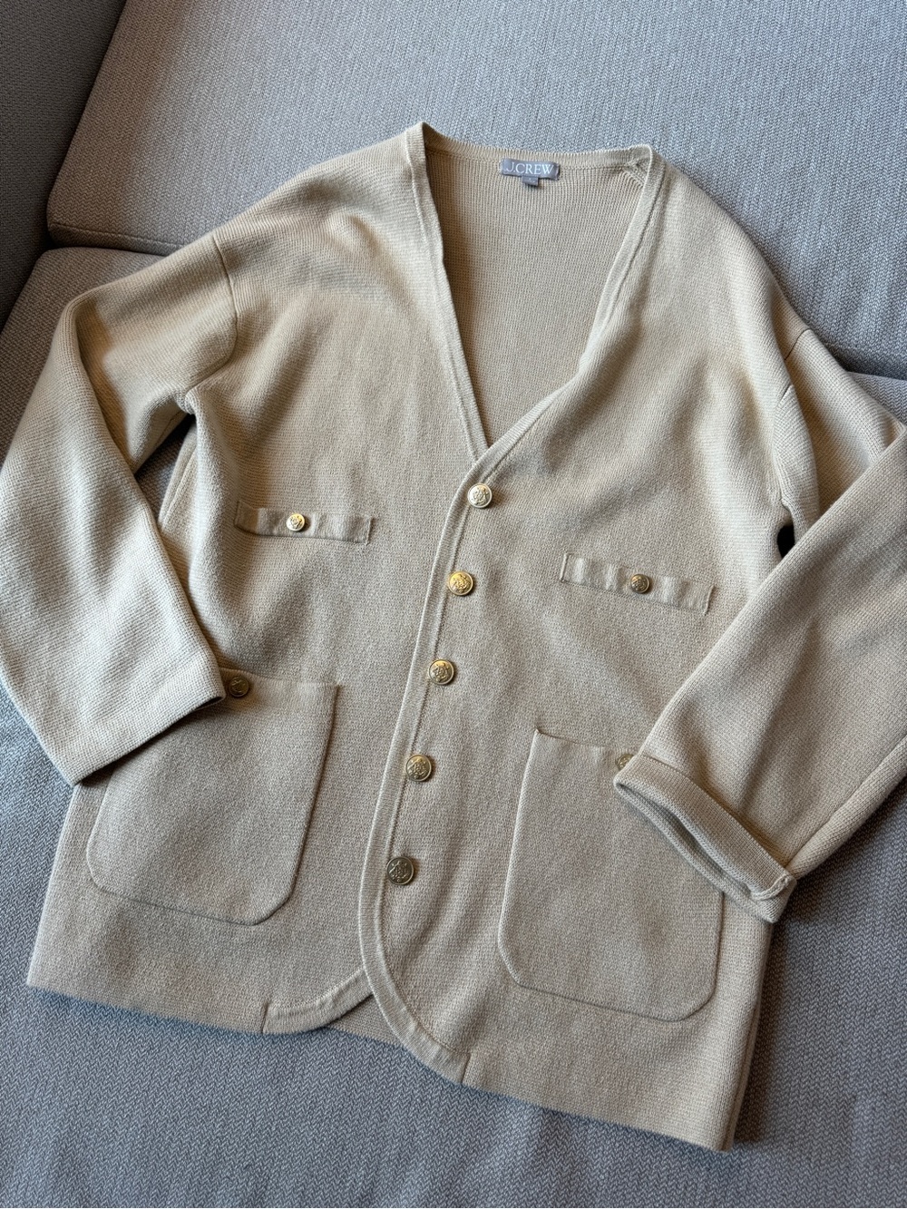 J. Crew Camel Button-Front Pocket Cardigan - Picture 2 of 5